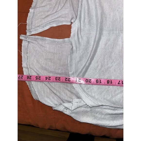 Free People Grey Sheer Long Sleeve Top With Mesh Shoulders & Embroidery Small - Picture 7 of 8